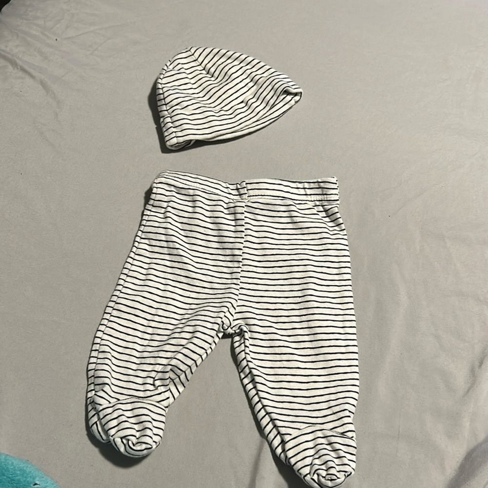 Newborn hat and footie pants set